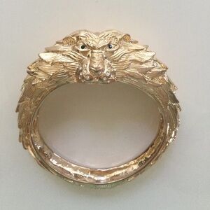 Stussy Gold Color Lion Head Bangle heavy Bracelet